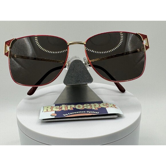 Vintage Oversize Sunglasses NOS Grey Lens Red/Gold Frame 80s-90s Retro Glasses - Picture 3 of 8